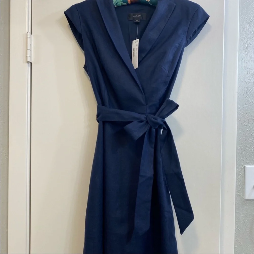 J. Crew belted faux-wrap dress in stretch linen - Picture 4 of 5